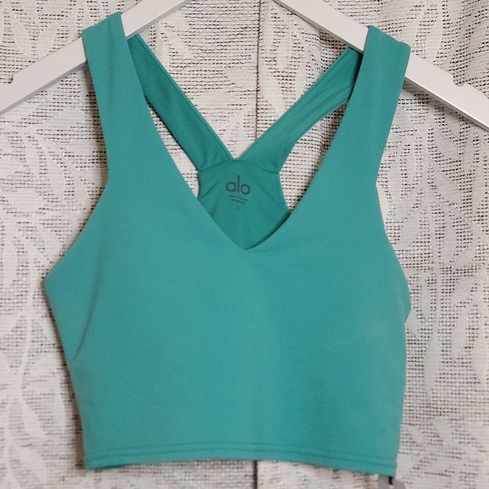 NWT Alo Yoga Real Bra Tank Women's Size S Ocean Teal Blue RARE